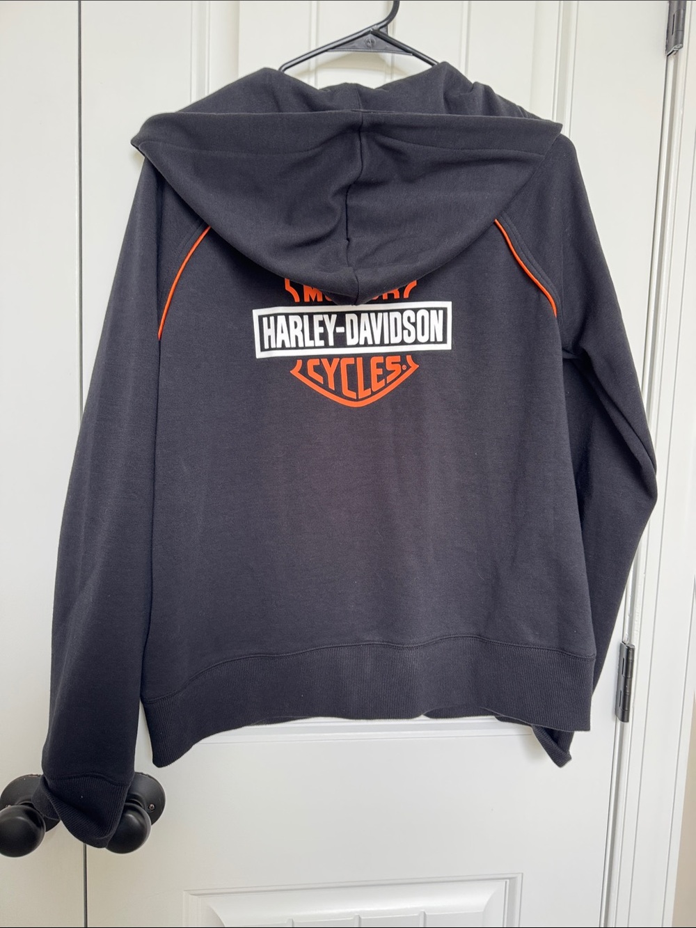 Harley-Davidson Black and Orange Logo Hooded Sweatshirt